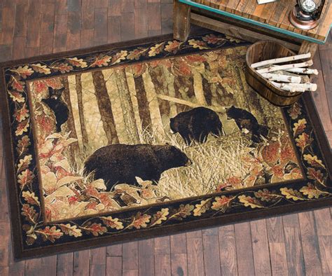 Scenic Black Bear Rug - 5 x 7 | Black Forest Decor