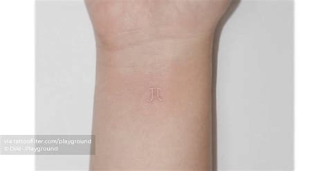 Minimalistic style letter pi tattooed on the wrist in