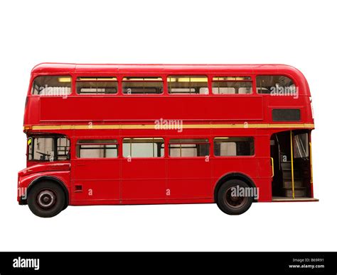 Red Routemaster London double decker bus on a white background Stock Photo, Royalty Free Image ...
