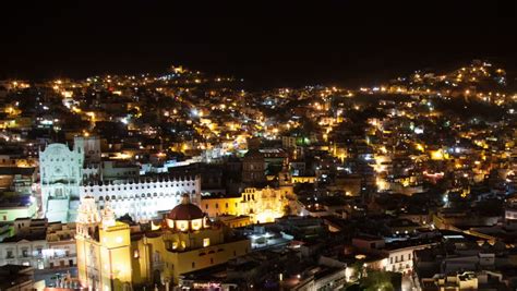 Timelapse At Night Of The Beautiful Guanajuato City Skyline, Mexico. This City Is Interesting As ...