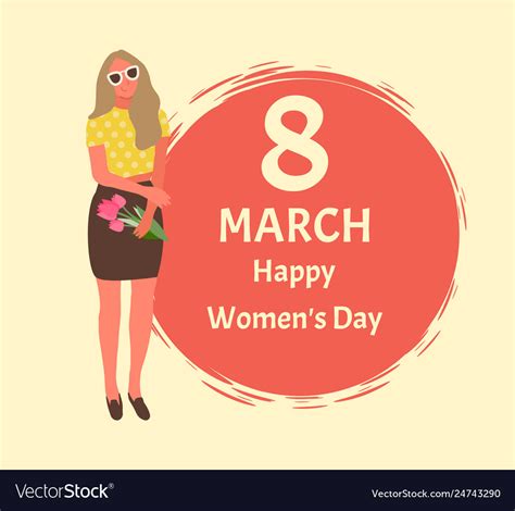 8 march womens day celebration poster with girl Vector Image