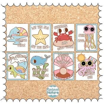 Ocean Animals Summer Bulletin Board Posters by Nurtured Nature | TPT