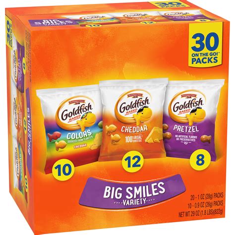 Pepperidge Farm Goldfish Crackers Big Smiles Variety Pack Box, 30-count Snack Packs - Walmart ...