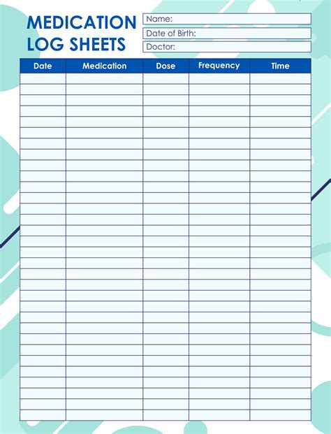 Medication Chart Template For Patients ~ Excel Templates