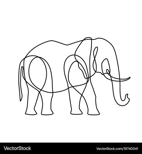 Endless line art of elephant Royalty Free Vector Image