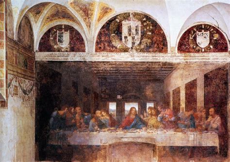 Leonardo da Vinci – Last Supper (1495-98) fresco on the walls of the refrectory of Santa Maria ...