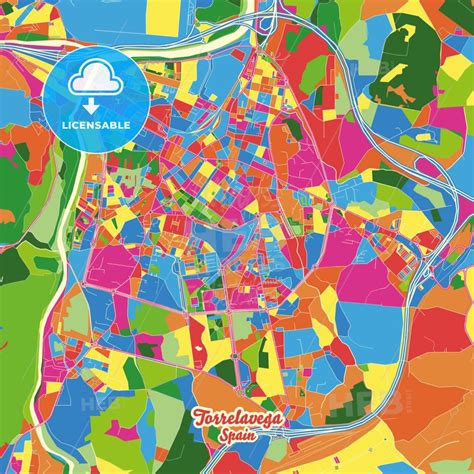 Torrelavega, Cantabria, Spain Crazy Colorful Map Print Template in 2022 | Colorful map, Map ...