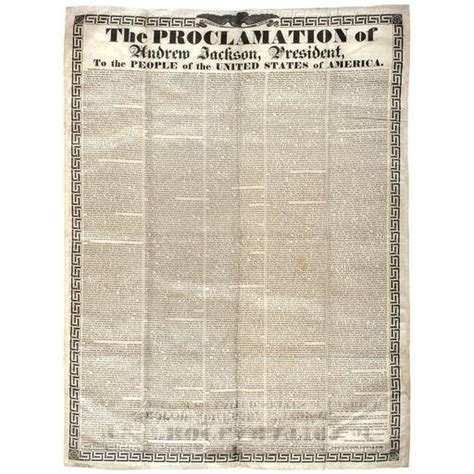 1832 Andrew Jackson's Nullification Proclamation Broadside Printed On Silk, Federal V State's Rights