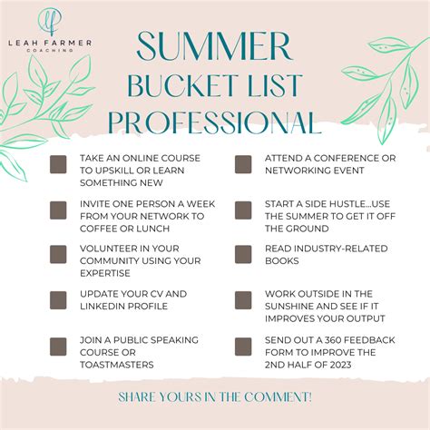 Summer 2023 Bucket Lists – Leah Farmer