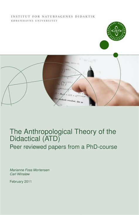 (PDF) The anthropological theory of the didactical (ATD): Peer reviewed ...