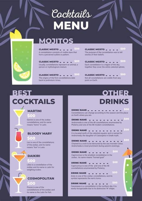 Bar Menu Templates