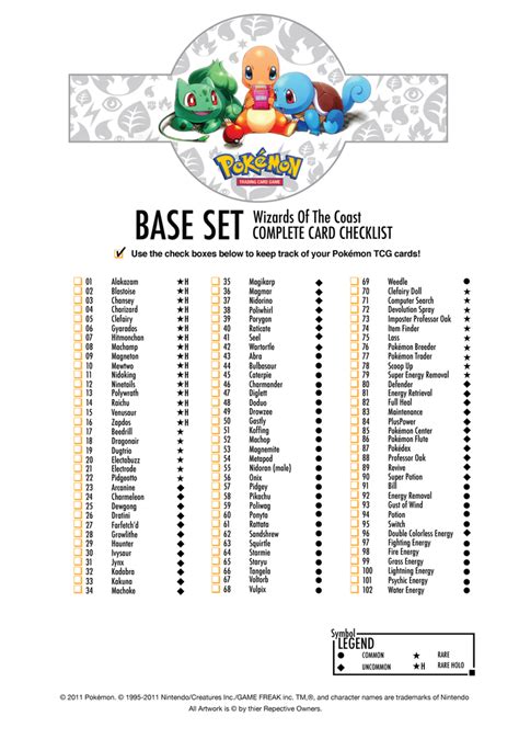 Pokemon Printable Checklist