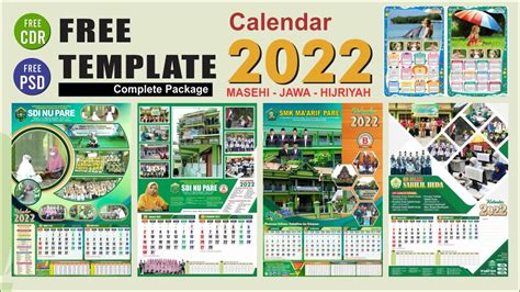 Free Download 6 Desain Kalender Dinding 2022 Lengkap (Free CDR & PSD ...