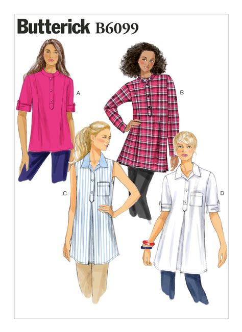 WOMENS TUNIC SHIRT Sewing Pattern – Butterick 6099, Size 16-26, Plus Size Pattern, Loose Blouse ...