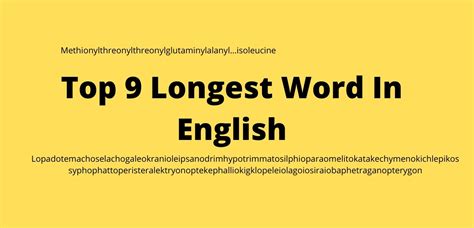 Top 9 Longest Word In English