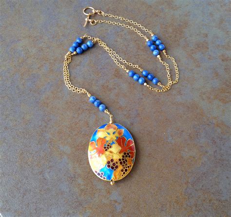 Cloisonne Necklace Chinese Jewelry Cloisonne Pendant Asian