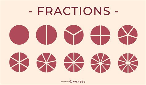 Fractions Pie Icon Education Elements Pack Vector Download