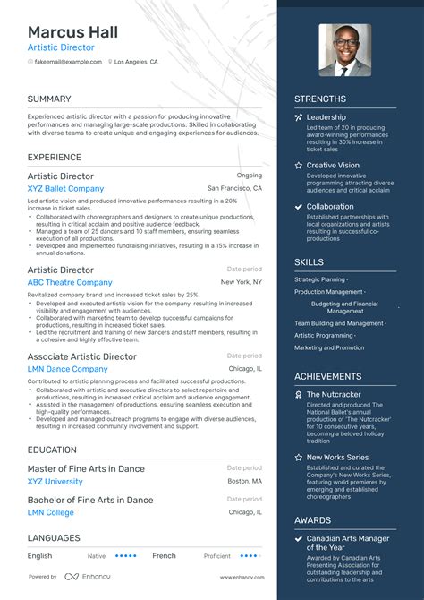 5 Artistic Director Resume Examples & Guide for 2024