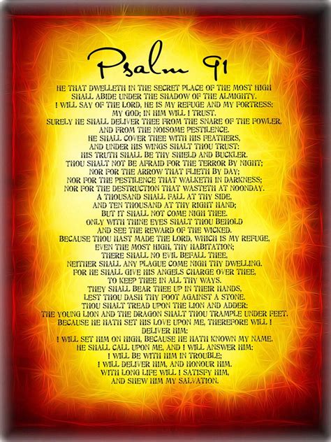 Psalm 91 Wall Art. Psalm 91 Protection Prayer Bible Poster. 8 X 11 Inch Scripture Poster, psalm ...