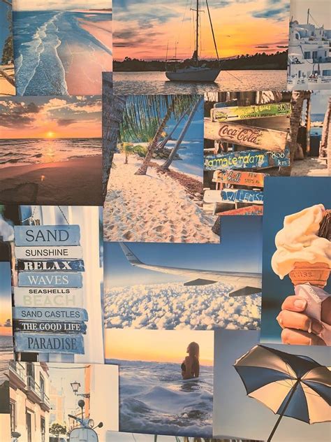 Blue Aesthetic Beach Large Size Wall Collage Kit VSCO Retro | Etsy in ...