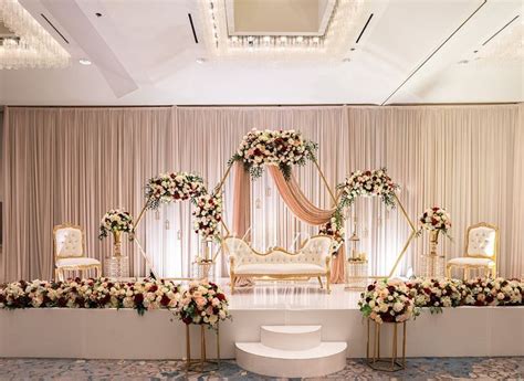 Trending Wedding Decoration 2020 2021; Geometric hexagon wedding stage backdrop; Westin Park C ...