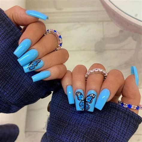 53 Elegant Light Blue Nail Art Designs Ideas #coffinnails | Blue nail ...