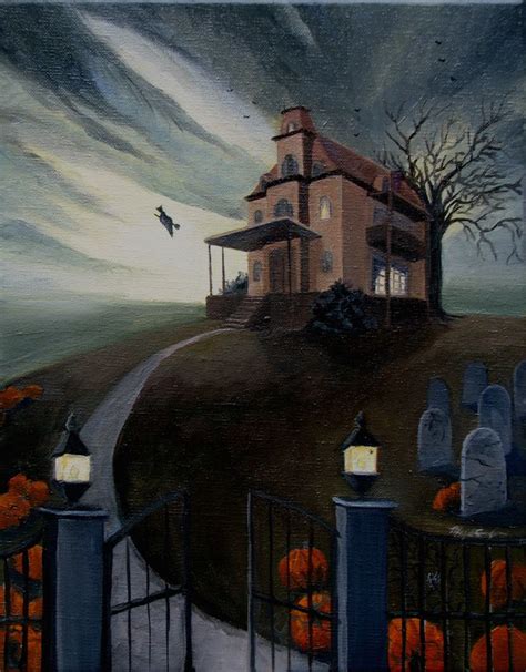 Haunted House Painting | Haunted house painting, Halloween haunted ...