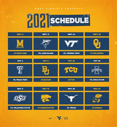 WVU releases 2021 football schedule - West Virginia Press Association