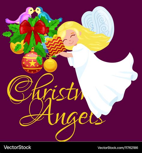 Christmas holiday flying angel with wings and Vector Image