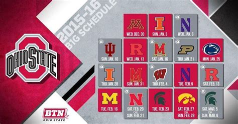 Printable Ohio State Basketball Schedule