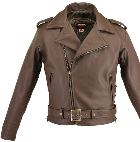 Full Belted Brown Motorcycle Leather Jacket. With side and belt ...