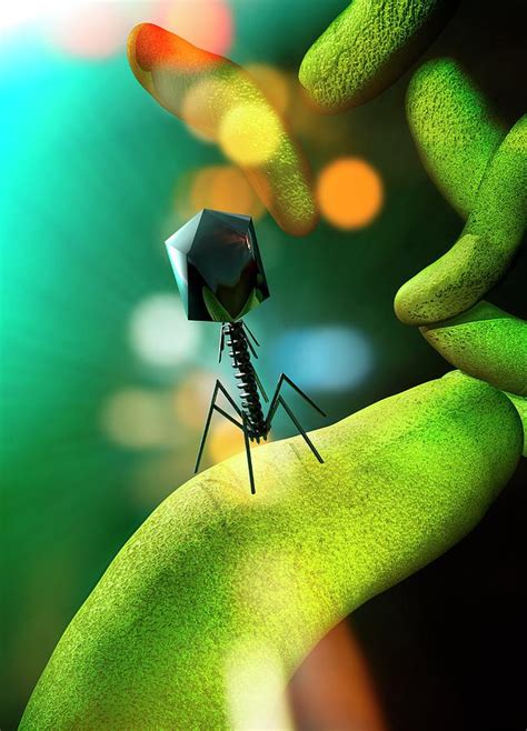 Phage Virus Attacking Bacteria Photograph by Victor Habbick Visions ...