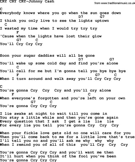 Country Music:Cry Cry Cry-Johnny Cash Lyrics and Chords