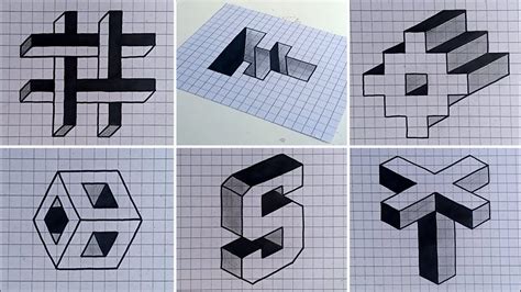 Graph Paper Drawings | How to draw 3D on Graph Paper | Easy 3D Drawings on Graph - YouTube