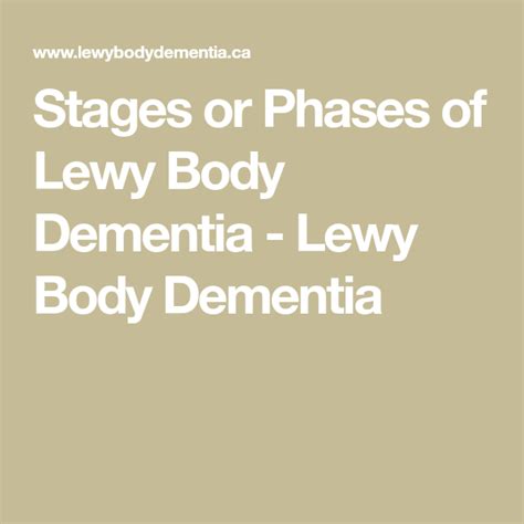 Lewy body dementia stages or phases lewy body dementia canada – Artofit