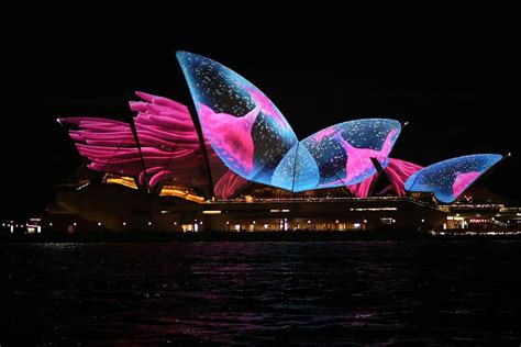 vivid opera house, sydney opera house, circular quay, vivid, night light, pink light, night ...