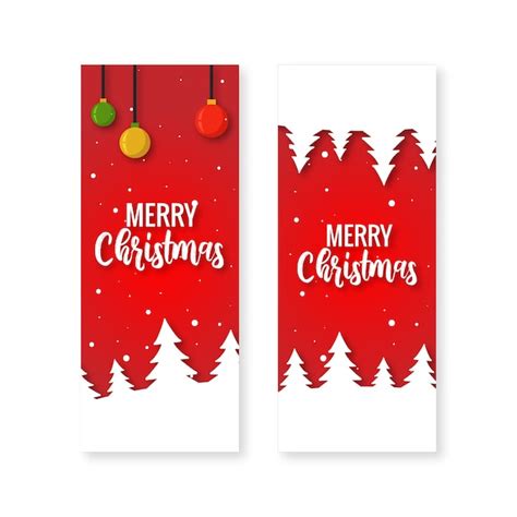 Merry christmas banner vertical with red background Vector | Premium Download