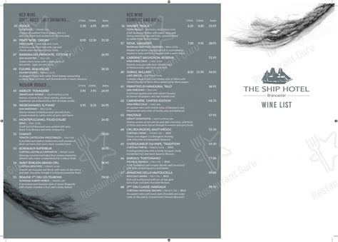 Menu at The Ship Hotel pub & bar, Brancaster