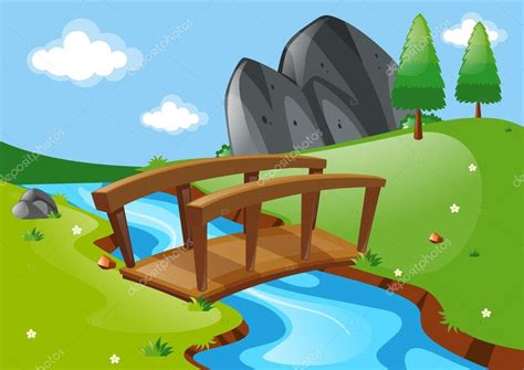 Scene with bridge over river ⬇ Vector Image by © brgfx | Vector Stock ...