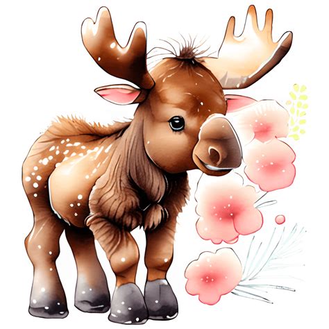 Adorable Baby Moose High Res 8K Graphic · Creative Fabrica