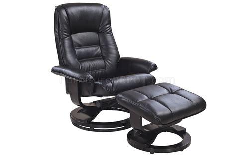 Savuage Black Bonded Leather Modern Recliner Chair w/Ottoman