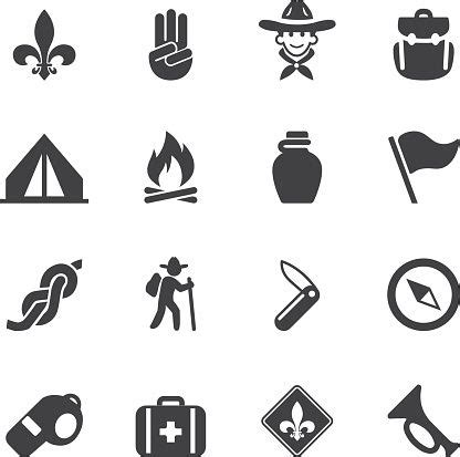 Boy Scout Silhouette icons| EPS10 vector art illustration | ボーイスカウト ...