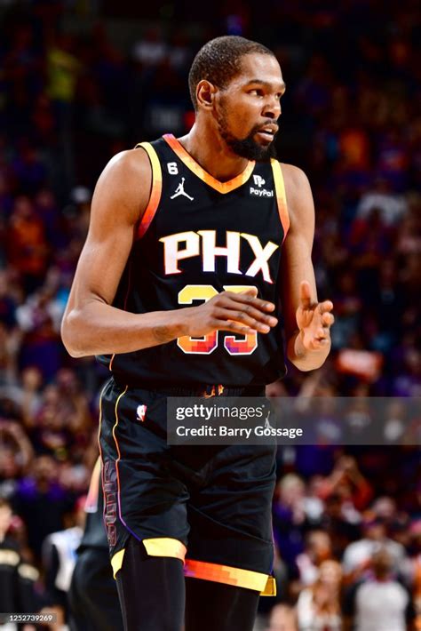 Kevin Durant of the Phoenix Suns looks on during Game 3 of the 2023 ...