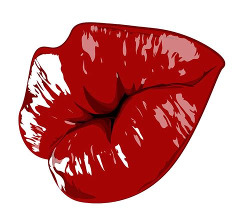 Lips hand drawn highly details graphic red illustration. Vector element for design. Isolated on ...