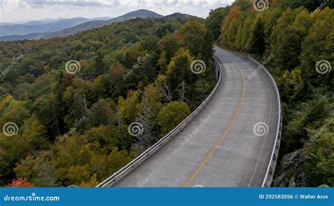 Aerial View of Linn Cove Viaduct on the Blue Ridge Parkway Stock Photo - Image of grandfather ...