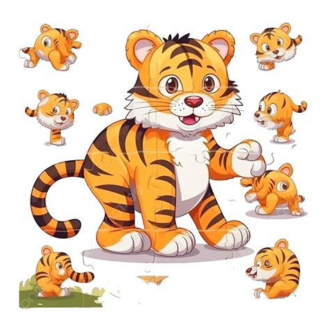 Puzzle Game For Children Christmas Tiger Education Game For Kids, Cut And Glue, Kids Puzzle ...