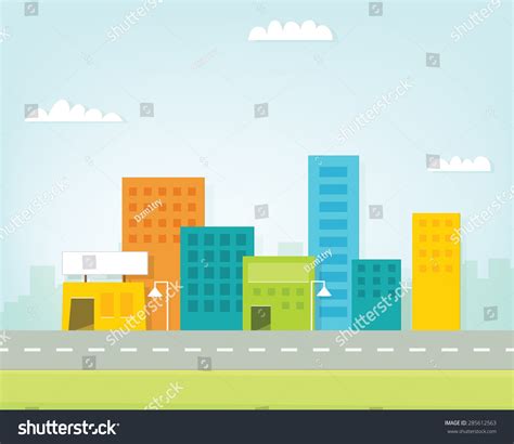 Cartoon City Skyline Stock Vector Illustration 285612563 : Shutterstock