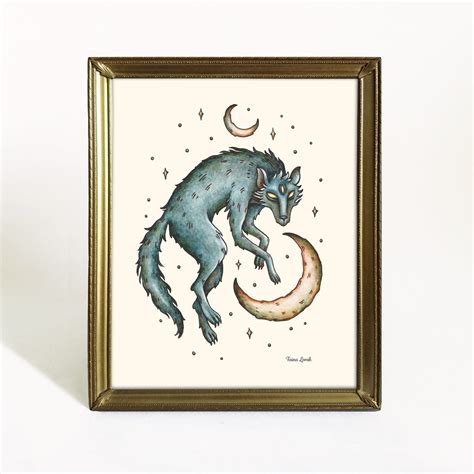 Wolf Moon Art 8x10 Watercolor Painting Print Witchy Wolf | Etsy