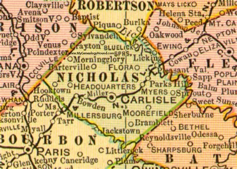 Nicholas County, Kentucky 1905 Map Carlisle, KY