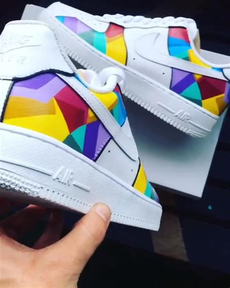 Custom Nike Air Force 1 Geometric Color Art Paint [Video] | Custom sneakers diy, Diy shoes, Diy ...